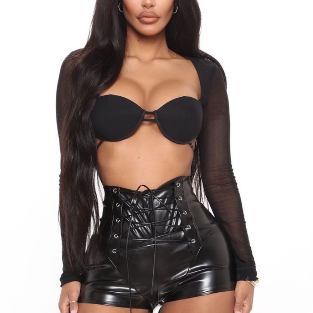 Fashion Nova Black Mesh Top